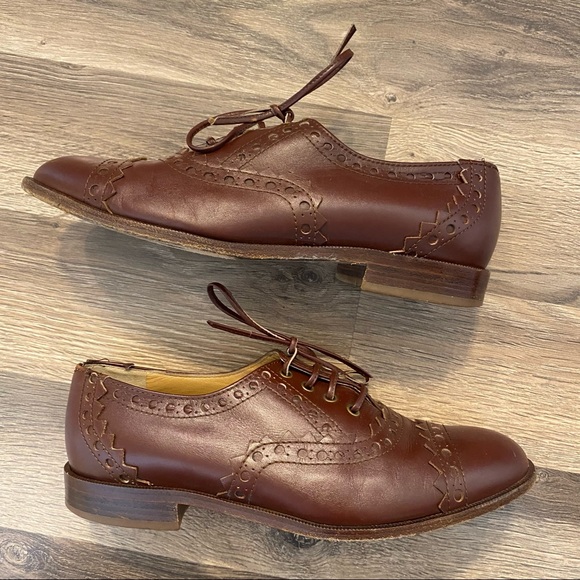 Moschino Brown Leather Lace Up Oxford Shoes - Picture 3 of 9
